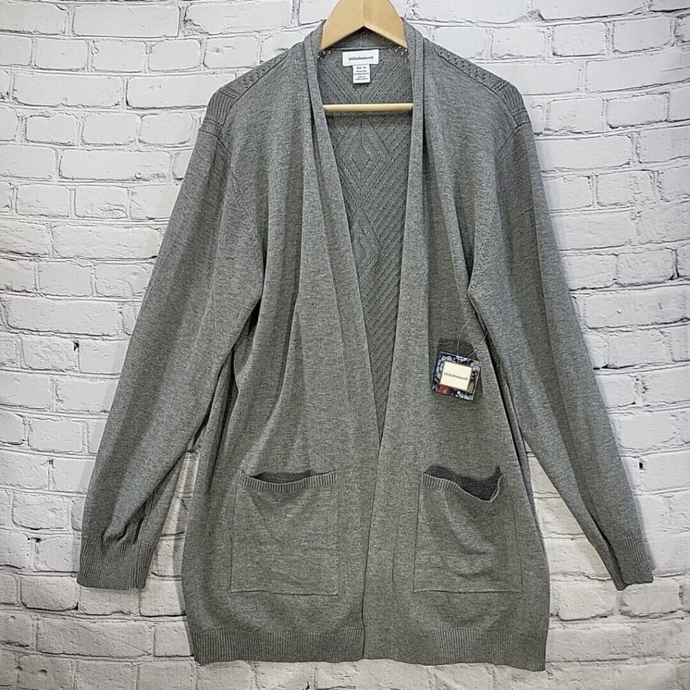 Stitchcount Sweater Womens Plus Sz 2X Gray Cardigan with‎ Pockets New with Tags